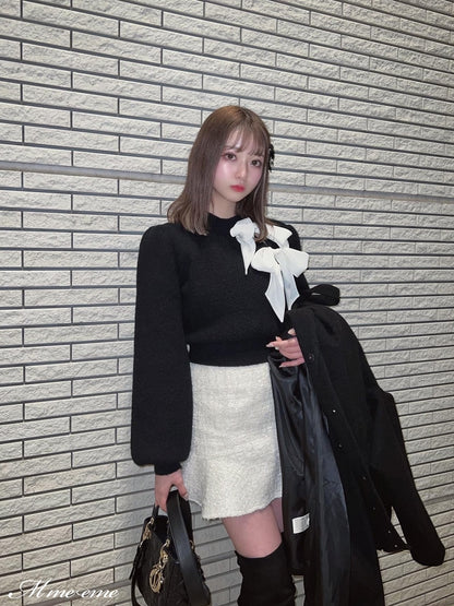 【SALE】High waist lame tweed skirt (eme10283)