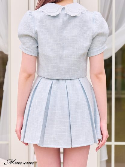 【SALE】Lace collar tweed jacket (eme10404)