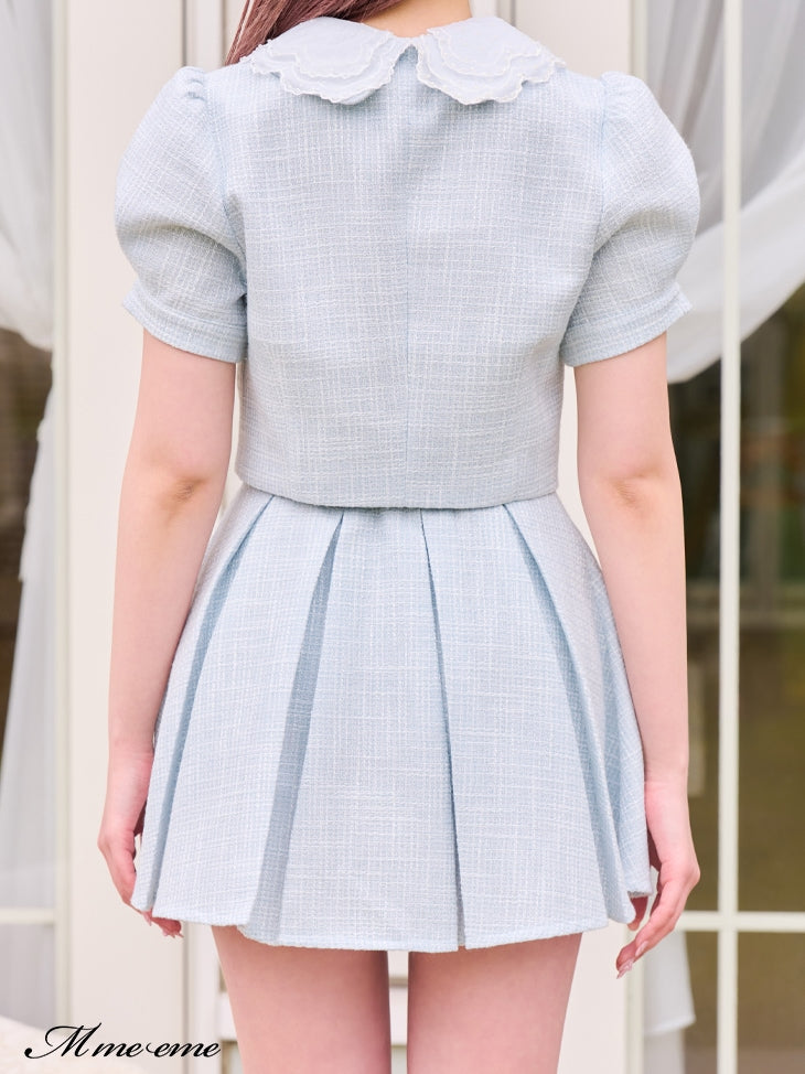 【SALE】Lace collar tweed jacket (eme10404)