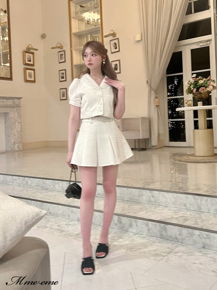 【SALE】Tweed pleated skirt (eme10414)