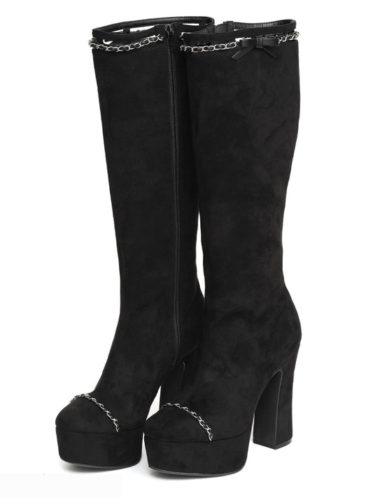 【SALE】Cut design chain long boots (eme10328)
