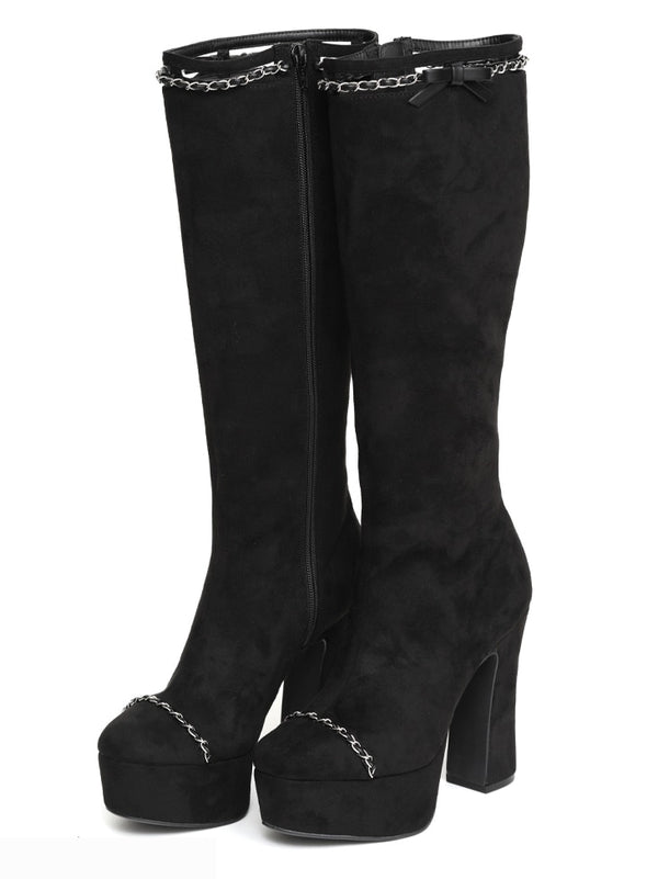 【SALE】Cut design chain long boots (eme10328)