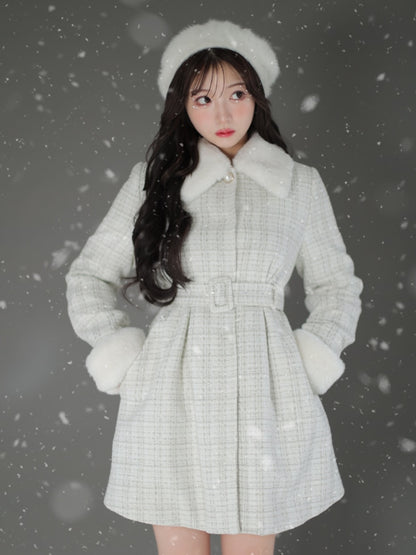 【SALE】Lame tweed fur coat (eme10508)