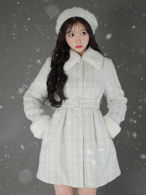 【SALE】Lame tweed fur coat (eme10508)