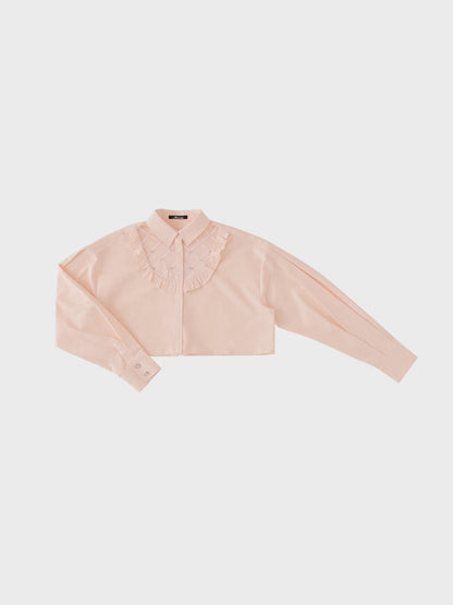 【SALE】Sheer bijou cropped shirt (eme10430)