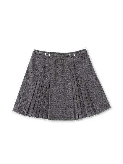 Belt design pleats mini skirt(eme10362)