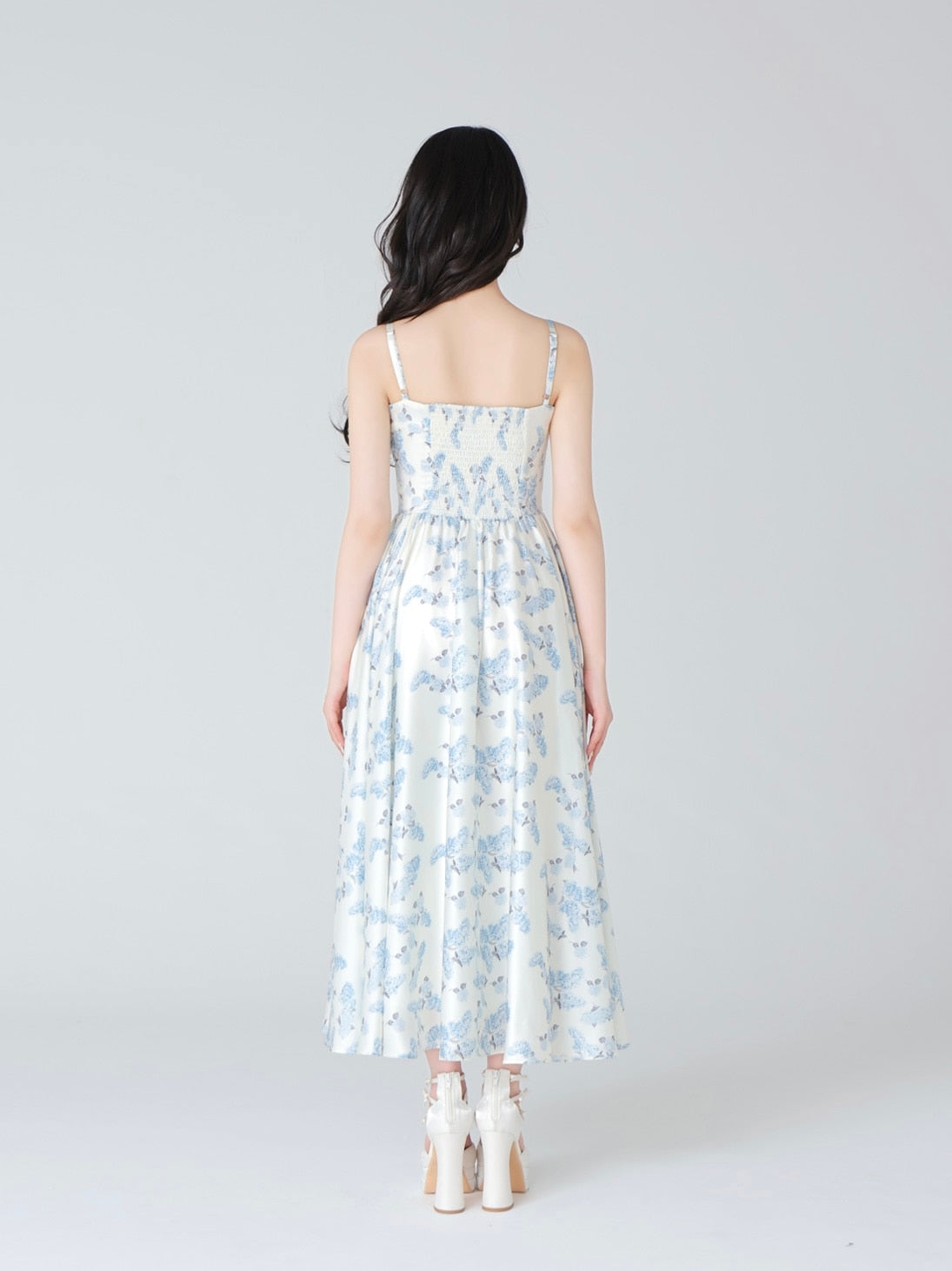 Flower ribbon flare long onepiece(eme10396)
