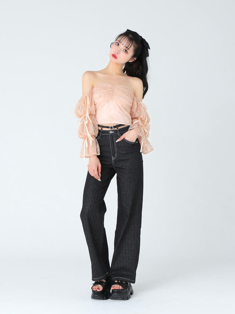 Candy sleeve lace tops(eme10708)