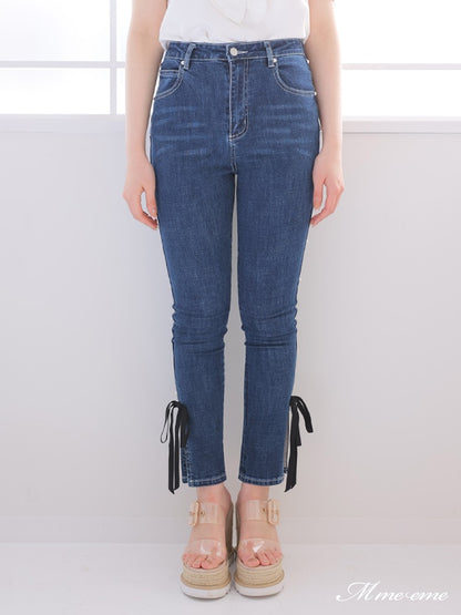 【SALE】Ribbon skinny denim (eme10128)