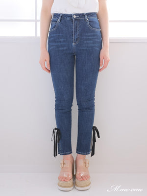 【SALE】Ribbon skinny denim (eme10128)