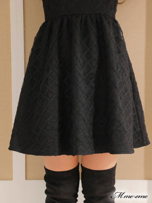 【SALE】 Black ribbon volume dress (eme10235)