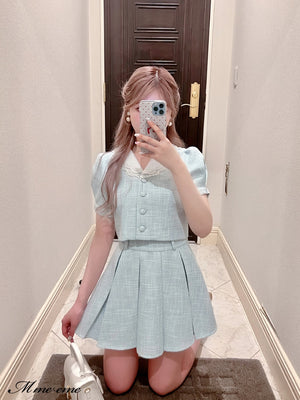 【SALE】Tweed pleated skirt (eme10414)