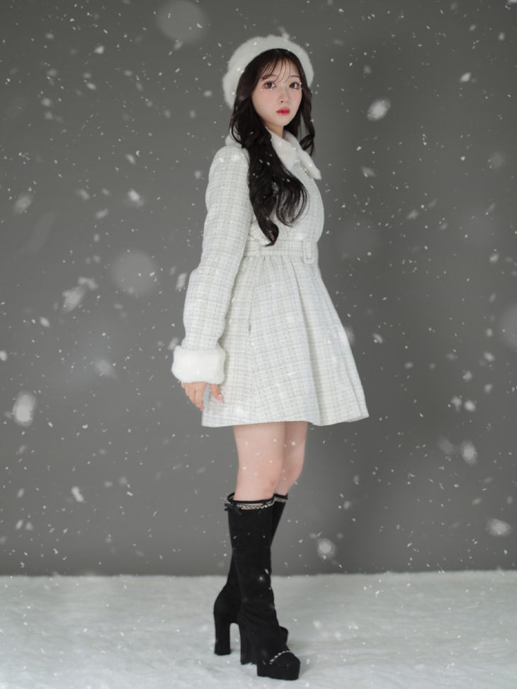 【SALE】Lame tweed fur coat (eme10508)