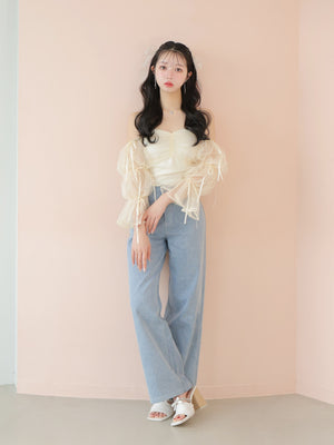 Waist ribbon lame denim(eme10452)