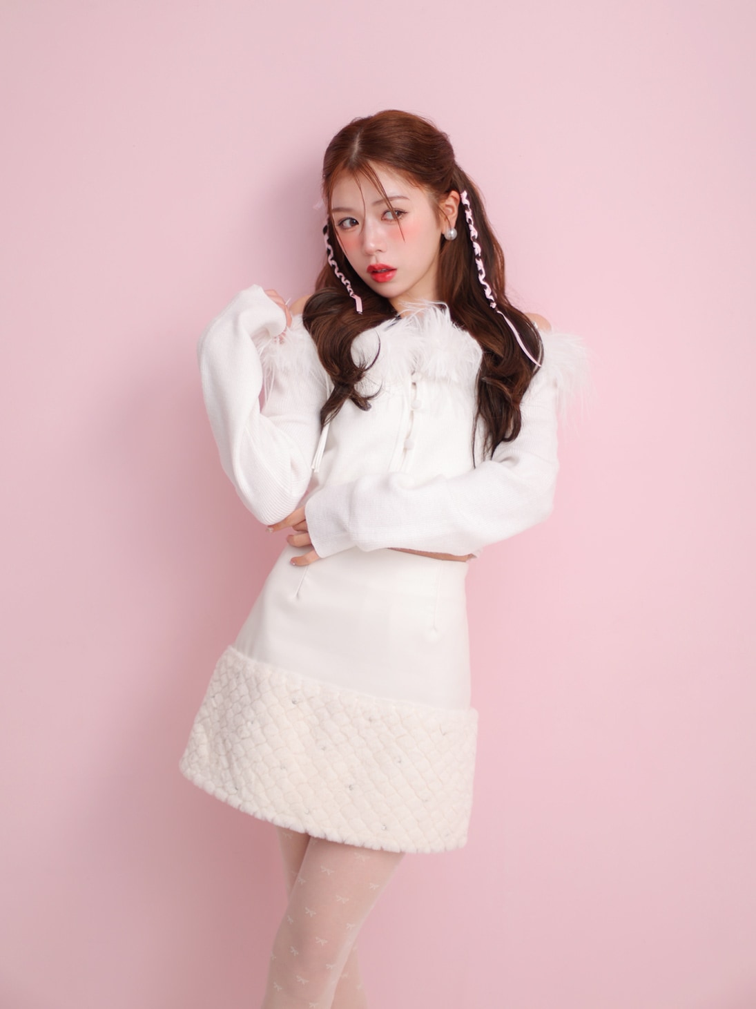 Feather ensemble knit tops(eme10366)