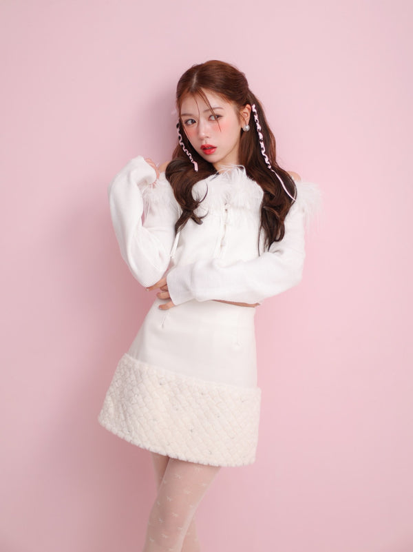 【SALE】Feather ensemble knit tops(eme10366)