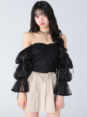 Candy sleeve lace tops(eme10708)