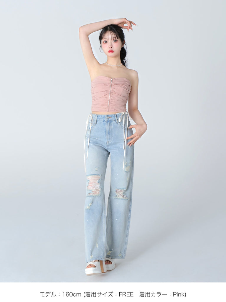 Back ribbon camisole tops(eme10470)