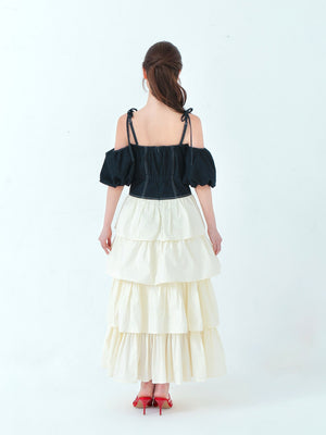 denim docking tiered one piece(eme10389)