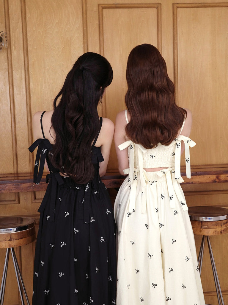 Ribbon embroidery shirring one piece(eme10391)