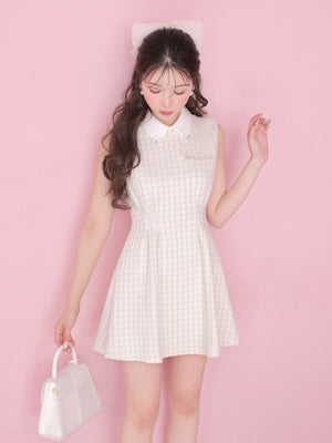 Bijou collar ribbon mini onepiece(eme10518)