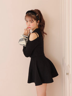 Cable knit layered onepiece(eme10802)