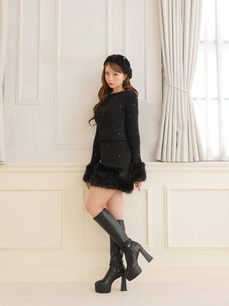 Bijou fur knit onepiece(eme10603)