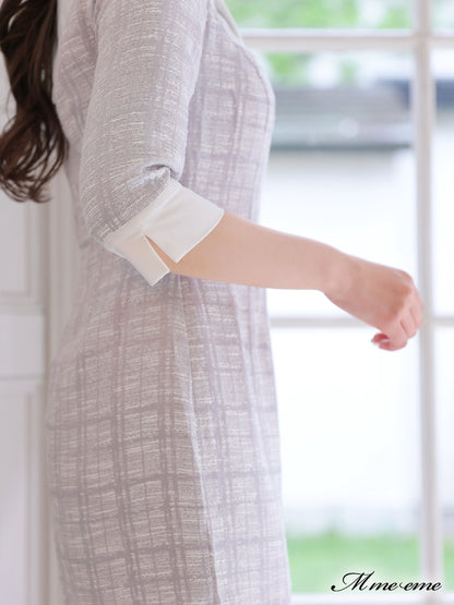 【SALE】 One shoulder tweed dress (eme10217)