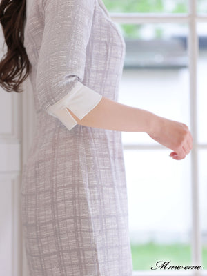 【SALE】 One shoulder tweed dress (eme10217)