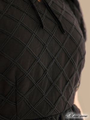 【SALE】 Black ribbon volume dress (eme10235)