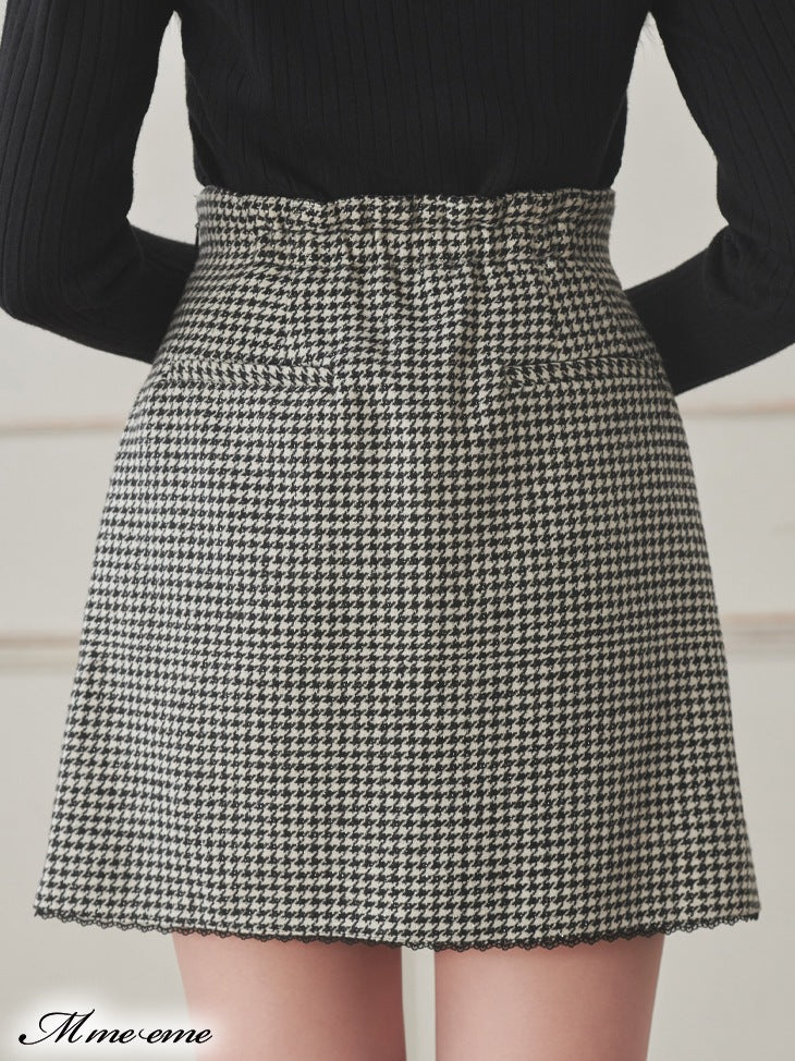 【SALE】Hhigh waist chidori skirt (eme10256)