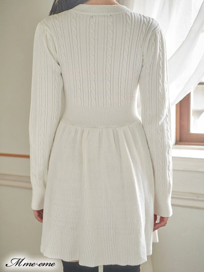 【SALE】Bijou pet flare knit dress (eme10254)