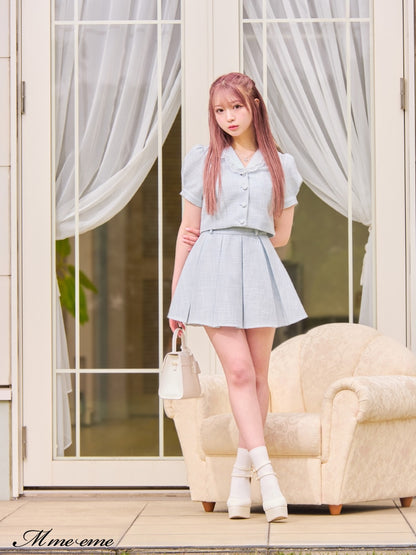 【SALE】Lace collar tweed jacket (eme10404)