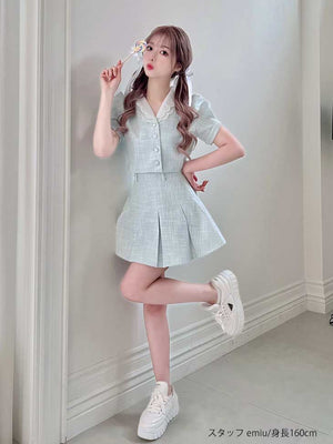 【SALE】Tweed pleated skirt (eme10414)