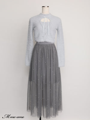 【SALE】Bijou tulle long skirt (eme10420)