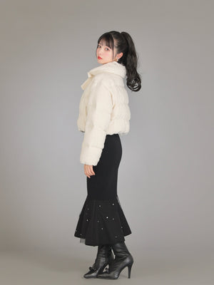 Ribbon tweed short down jacket (eme10458)