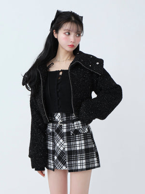 Big collar boa jacket(eme10377)