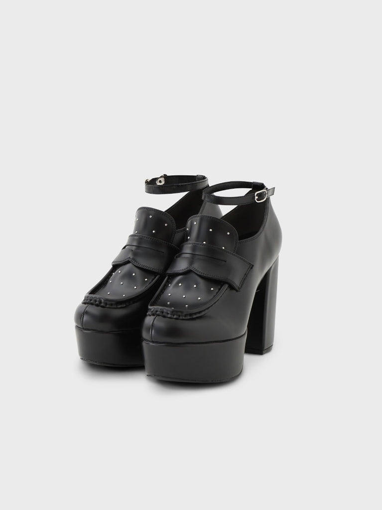 Studs leather loafer(eme10606)