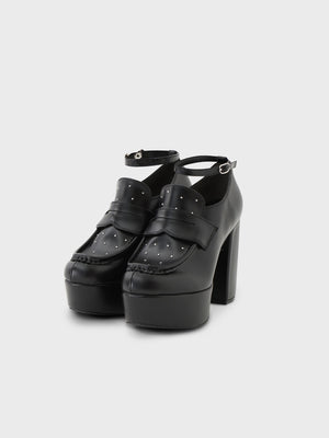 Studs leather loafer(eme10606)