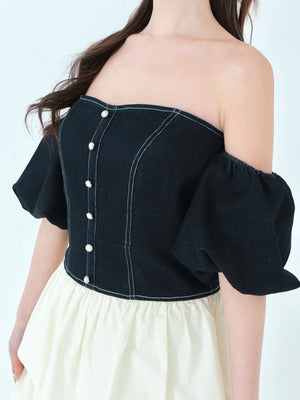 denim docking tiered one piece(eme10389)