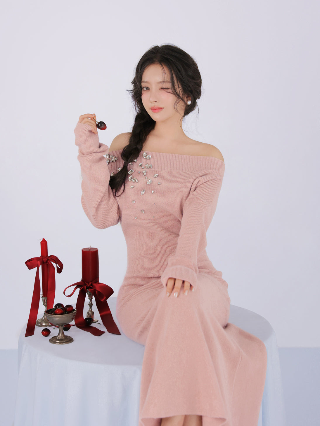 model：163cm　(size：F　color：Pink)