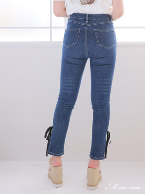 【SALE】Ribbon skinny denim (eme10128)