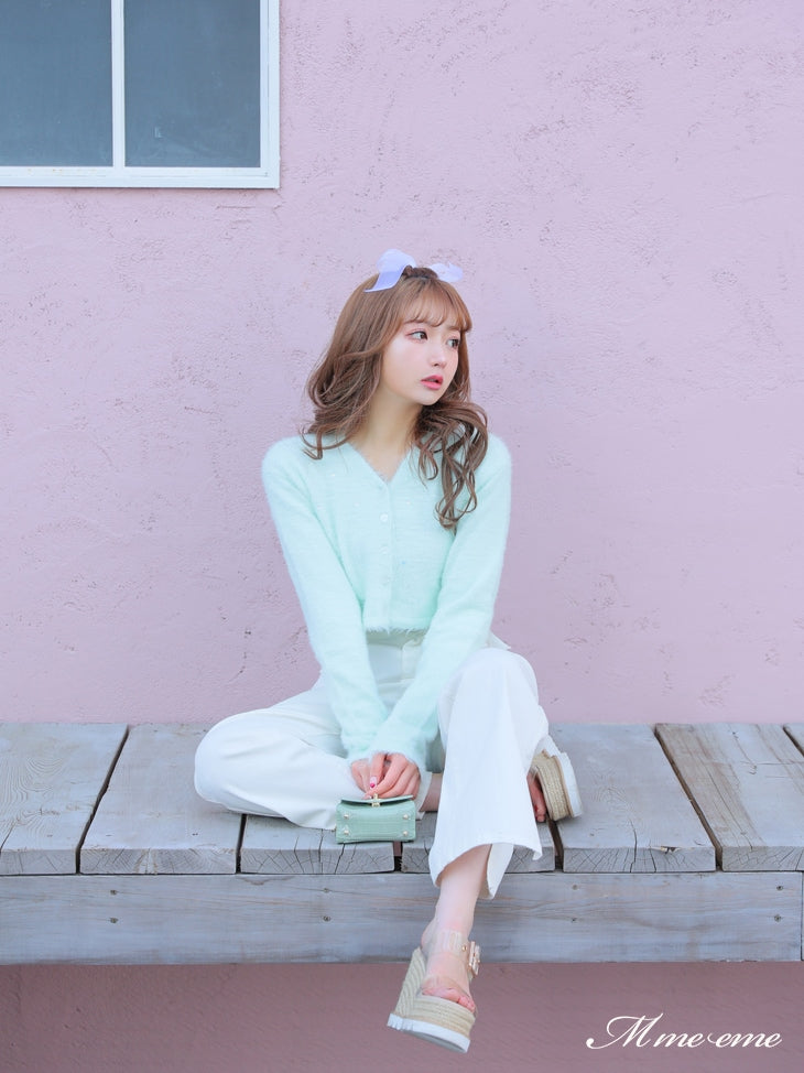 【SALE】Sequin shaggy knit cardigan(eme10213)