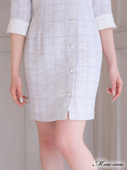 【SALE】 One shoulder tweed dress (eme10217)