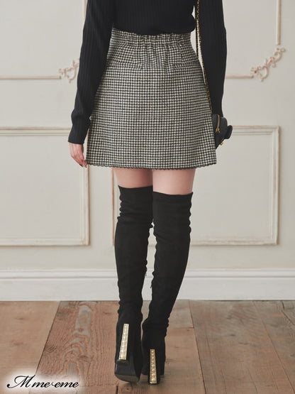 【SALE】Hhigh waist chidori skirt (eme10256)