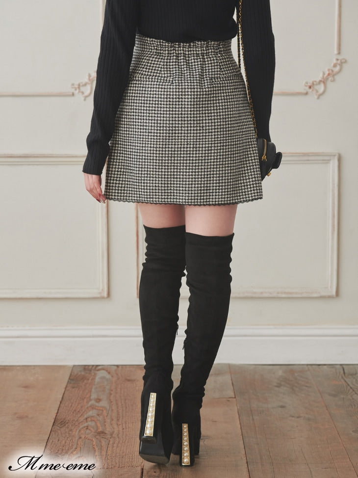 【SALE】Hhigh waist chidori skirt (eme10256)