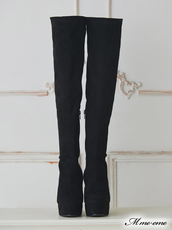 【SALE】Pearl heel knee high boots (eme10280)