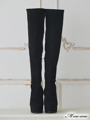 【SALE】Pearl heel knee high boots (eme10280)