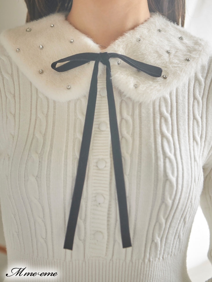 【SALE】Bijou pet flare knit dress (eme10254)