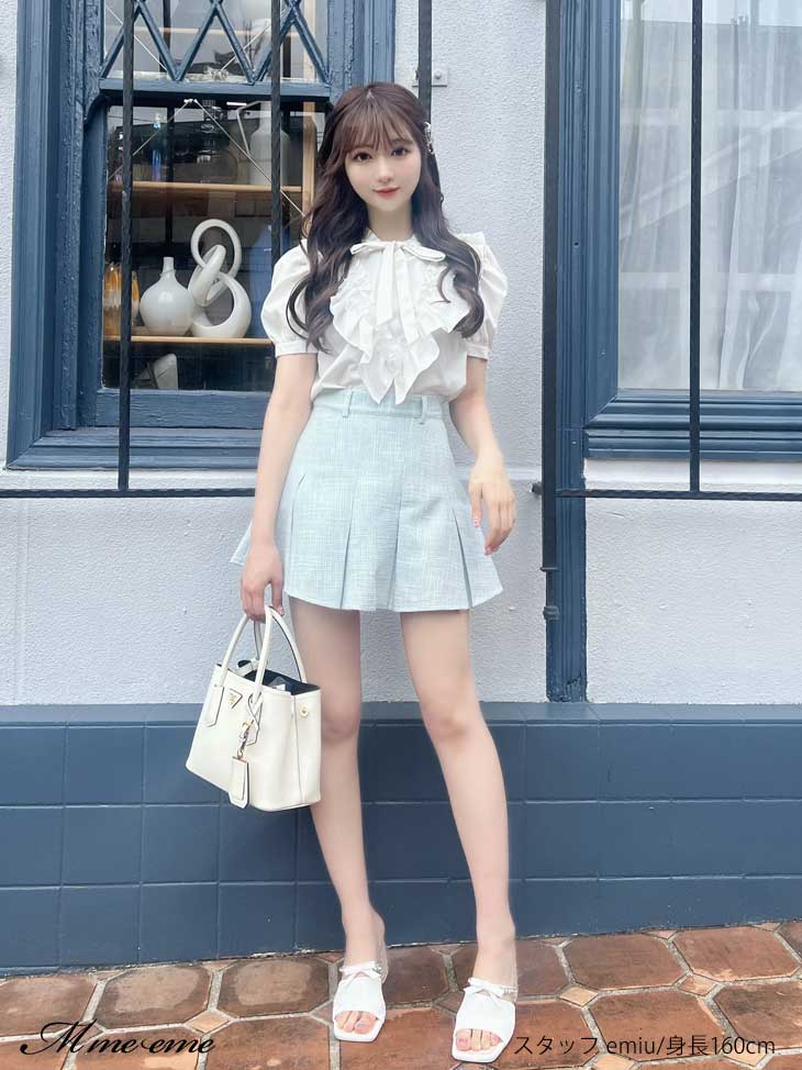 【SALE】Tweed pleated skirt (eme10414)